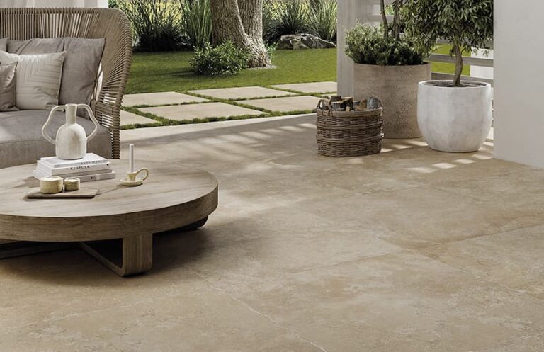 Stone effect porcelain tiles