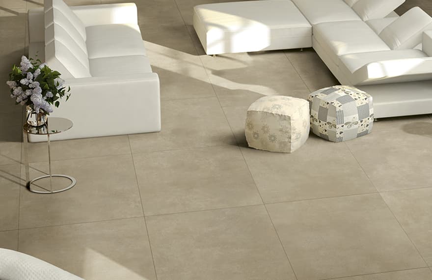 Concrete look porcelain tiles