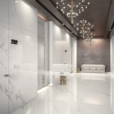 Marble look porcelain tiles