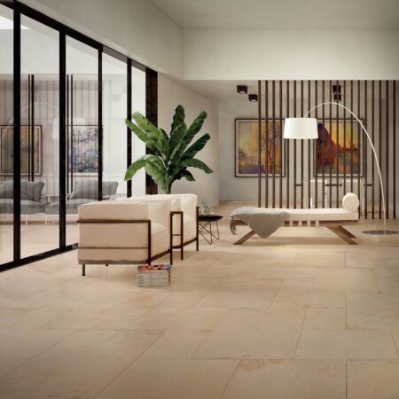 Beige stone effect tiles